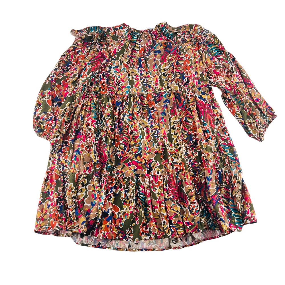shopthemint.com‎ Women's Shift Swing Dress size Medium 3/4 Sleeve Floral Rayon